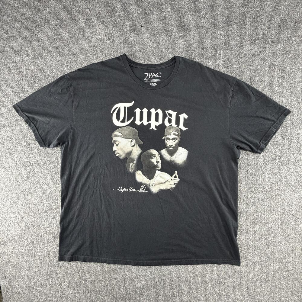 Tupac Shirt Mens 3XL Black 2PAC Triple Portrait Graphic Hip Hop Rap Music Tee